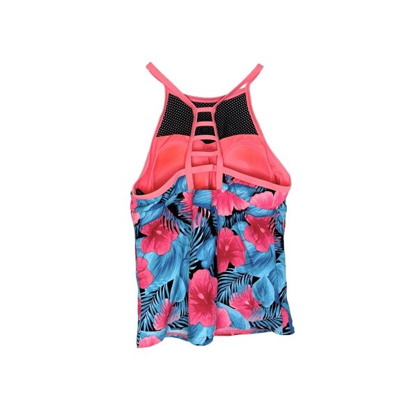 ZeroXposur Womens Sport Top Large Tankini Floral Mesh Racerback‎ Run Swim Biking - Picture 2 of 9